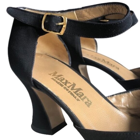 Vintage 90s Max Mara made in Italy kitten heel mary janes strappy shoes heels - Picture 7 of 15
